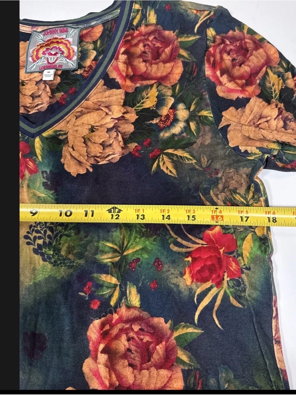 Johnny Was The Janie Favorite 3/4 Sleeve V-Neck Tee Top Catalina Floral Boho M - Picture 12 of 15